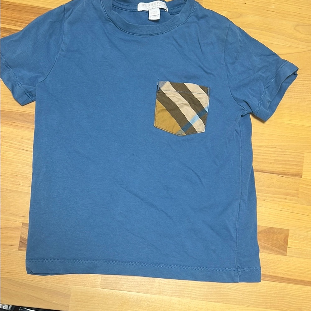 Blue Kids Shirt with Patterned Pocket